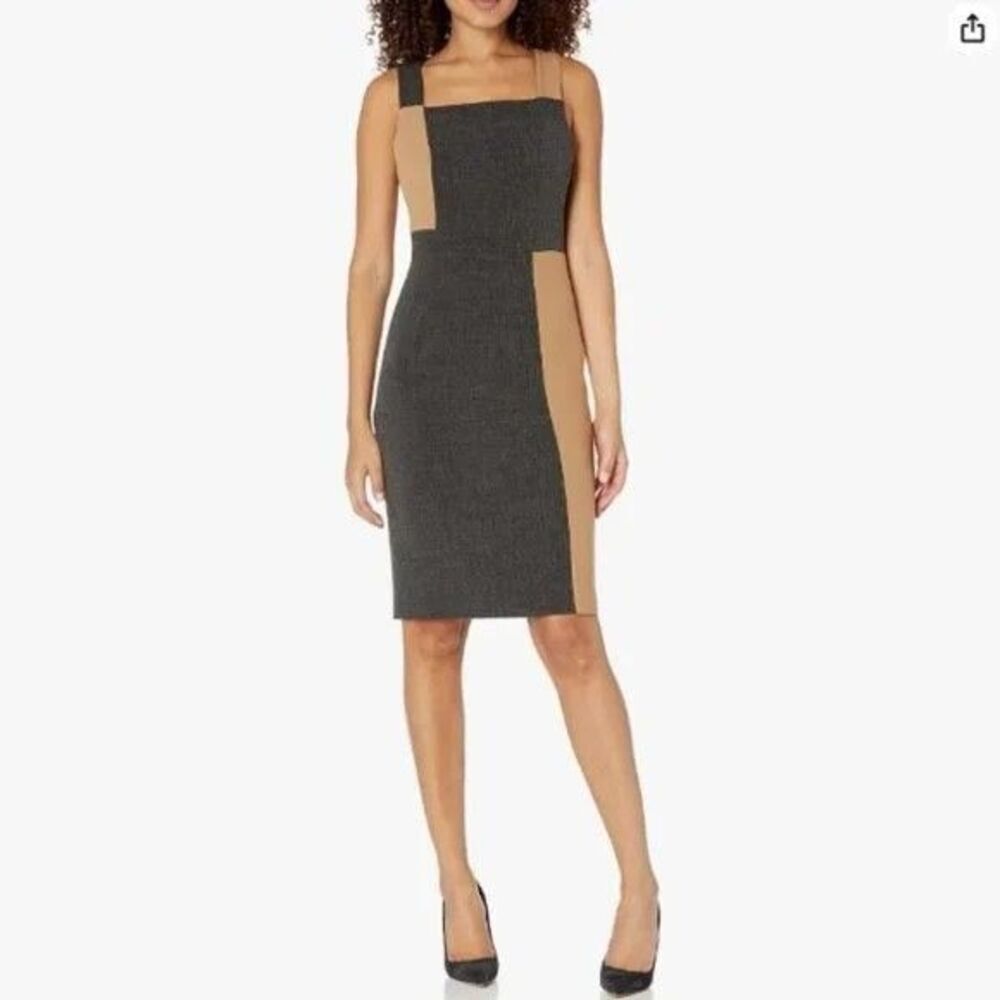 NWT. $495 Toccin Colorblock Sheath Dress sz xs grey